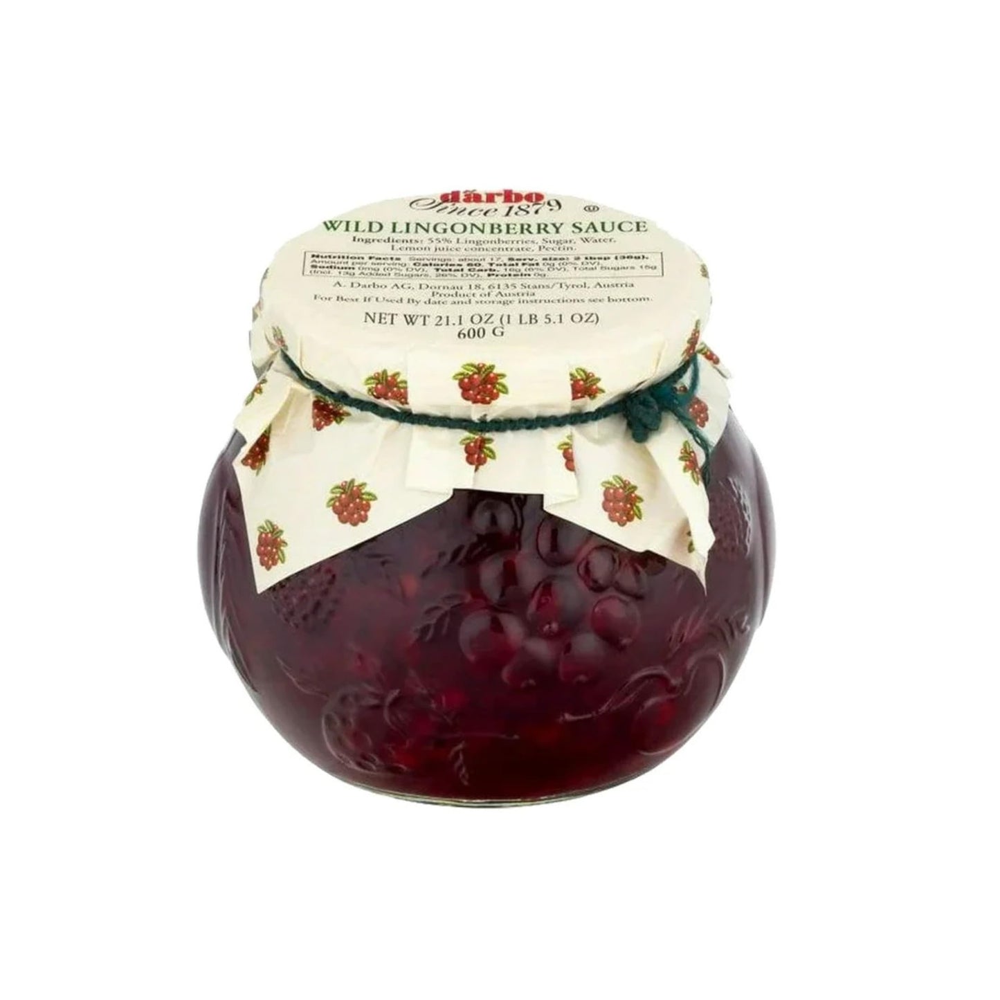 D'arbo Wild Lingonberry Sauce - Premium Fruit Spread, 21.1 oz Jars (600g) - Authentic Austrian Recipe, Ideal for Meats, Cheeses & Desserts | Pack of 3