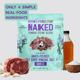 Brooklyn Biltong Steakhouse, Garlic Naked Tender Slices (2oz, Pack of 2), Grass Fed Beef Protein Snacks, 32g Grass Fed Protein Per Pack, Beef Jerky