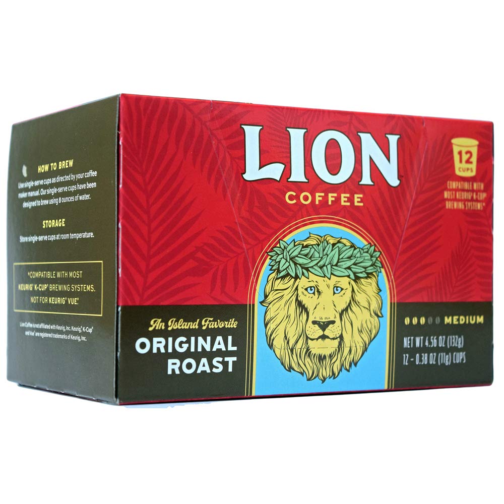 Lion Coffee Original Roast, Single-Serve Coffee Pods - 12 Count Box (Pack of Six)