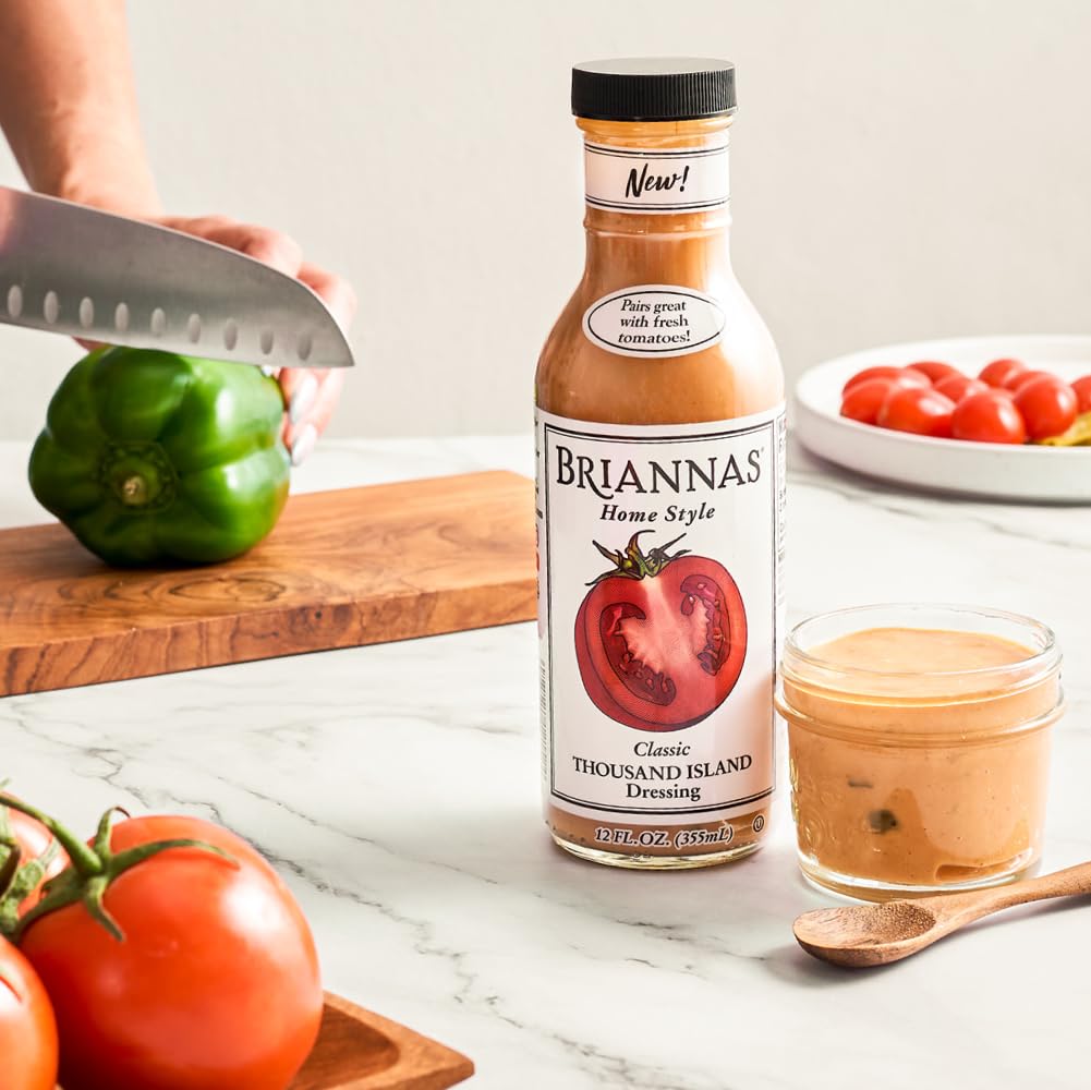 BRIANNAS - Home Style Thousand Island Dressing - Fine Salad Dressing made with Premium Ingredients - Gluten Free and Kosher Salad Dressing - 12 oz