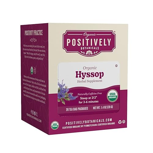 Organic Positively Botanicals Company, Hyssop Herbal Tea Bags, 20 Count