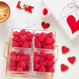 Fathers Day Glass Tray with Cherry Jelly Hearts, 4 Section Glass Tray with 16oz of Fathers Day Gummies, Ideal Gummy Hearts for Party Favors, Office
