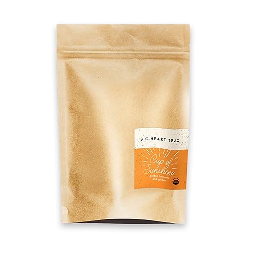 Big Heart Tea Co. Tea Bags - Cup of Sunshine Turmeric and Ginger - Certified Organic, Ayurvedic Herbal Decaf Tea with Small Batch Ground Herbs
