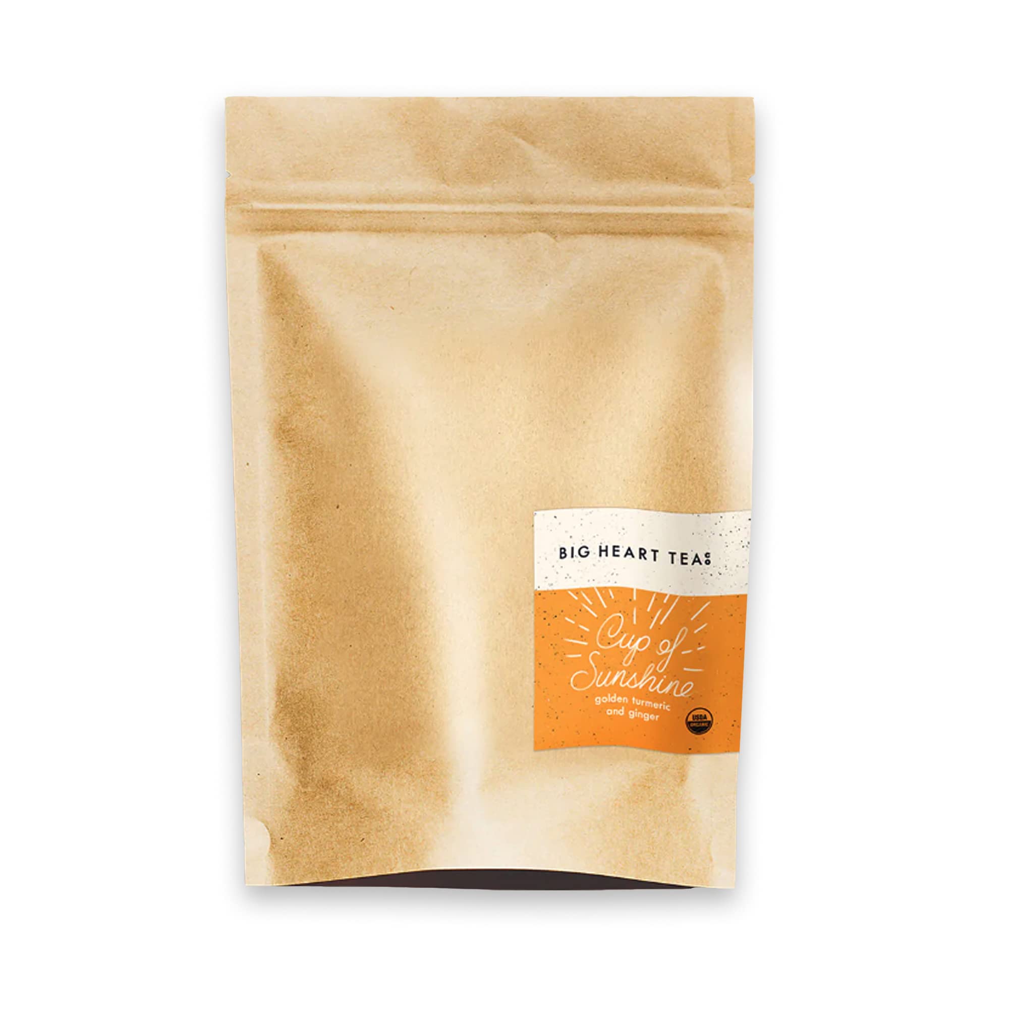 Big Heart Tea Co. Tea Bags - Cup of Sunshine Turmeric and Ginger - Certified Organic, Ayurvedic Herbal Decaf Tea with Small Batch Ground Herbs
