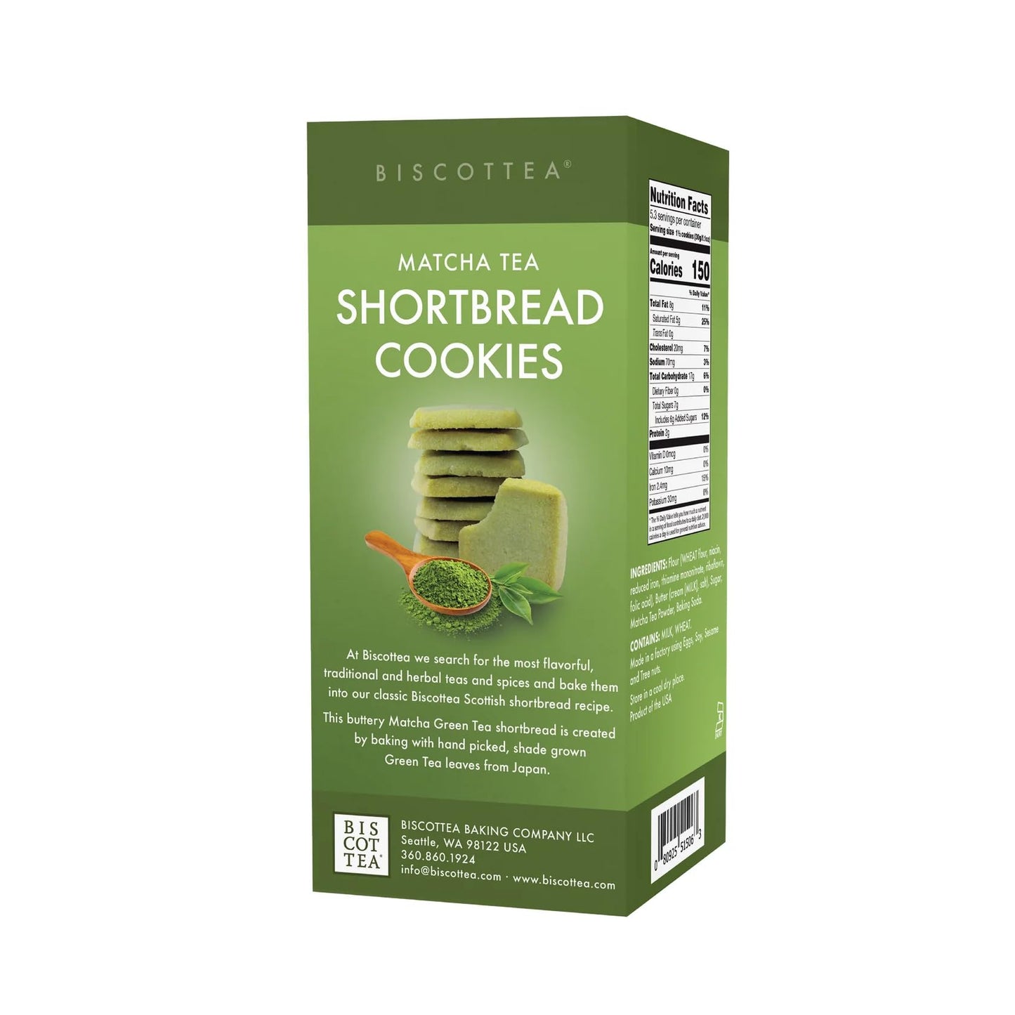 BISCOTTEA Matcha Green Tea Shortbread Cookies (8 Cookies)