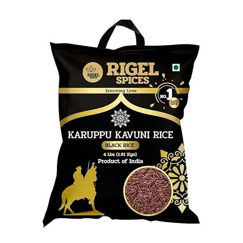 Rigel Spices | Karuppu Kavuni Black Rice (4 Pounds) | KINGS RICE | GLUTEN FREE | Ancient black rice
