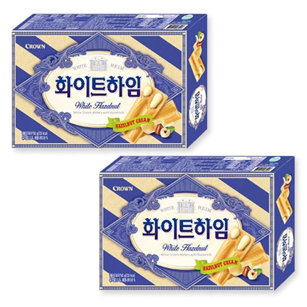 Crown Heim Hazelnut Cream Crunchy Premium Wafer - 2 Packs (White Heim)