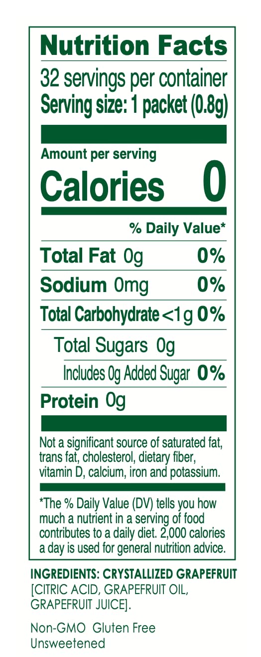 True Grapefruit 32ct (Pack of 1) - Water Enhancer - Bulk Dispenser - 0 Calorie Drink Mix Packets for Water - Sugar Free Grapefruit Flavoring Powder