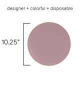 LUXE PARTY NYC Plastic 30 Pack Dinnerware Plates | Disposable|10.25"| Dinner Plate|Partyware| Party Supplies | Holidays | Mauve and Gold
