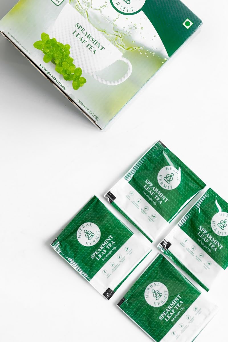 Spearmint Tea Bags - 100 Tea Bags - Pure Spearmint Leaves - Caffeine Free Herbal Tea - Natural Digestive Support & Breath Freshener - Non-GMO