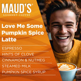Maud's Pumpkin Spice Latte Flavored Coffee Pods, 18 ct, Medium Roast Flavored Coffee in Single Serve Pods - 100% Arabica Beans, Compatible with Keurig