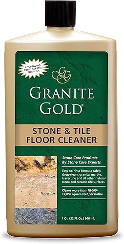 Granite Gold Stone And Tile Floor Cleaner - No-Rinse Deep Cleaning Granite, Marble, Travertine, Ceramic Solution - 32 Ounces (Packaging may vary)