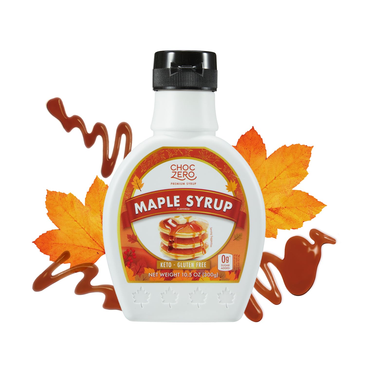 ChocZero Maple Syrup, Sugar Free, Low Carb, Sugar Alcohol Free, Gluten Free, No Preservatives, Non-GMO Dessert and Breakfast Topping Syrup, 10.5oz