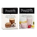 PROTIFIT - High Protein Caramel Caffe Latte & Strawberry Banana Pudding & Shake Mix 2 Pack, 15g Protein, Low Calorie, Low Fat, Low Carb, Aspartame
