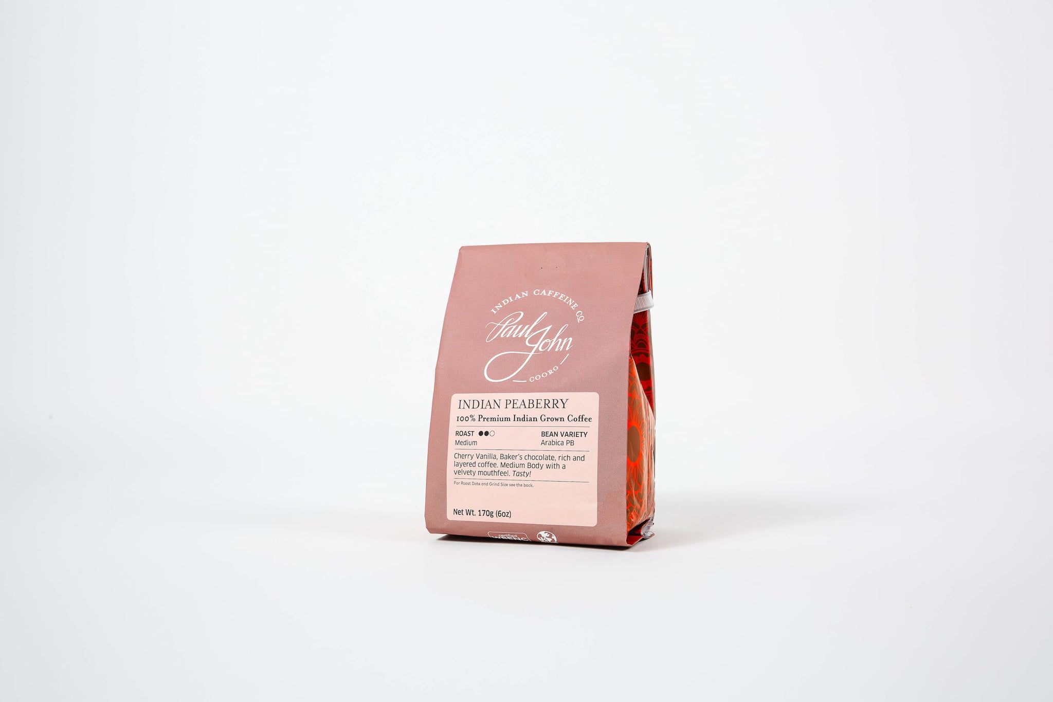 Indian Peaberry | Medium Roast | Whole Bean Coffee | Notes of Cherry Vanilla & Baking Chocolate | 6oz
