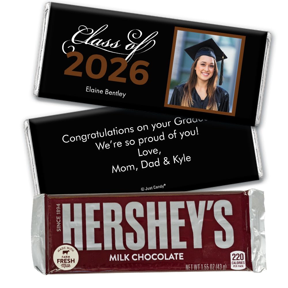36 Pack Personalized Graduation Class of 2026 Standard Milk Chocolate Candy Bar Party Favors For Senior Gifts, Table Decoration, Dessert Tables & More