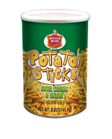 Better Made Potato Sticks 5oz Canister- (Sour Cream & Onion, 12 Can Tray) - Shoestring Potato Sticks - Gluten Free - Crunchy, Crispy Snack from Fresh