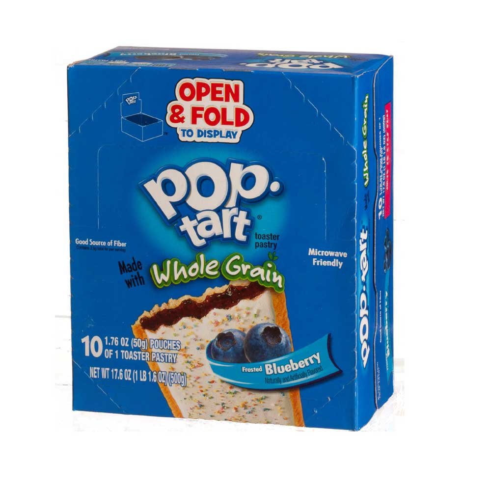 Kelloggs Pop Tarts Whole Grain Blueberry Naturally and Artificially Flavored Toaster Pastries, 1.76 Ounce - 120 per case.