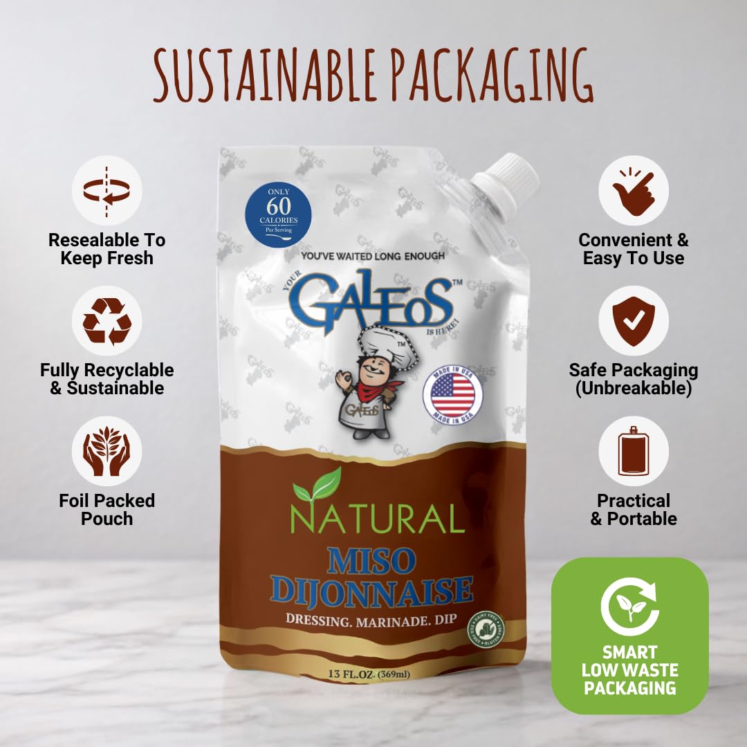 Galeos Miso Dijonnaise Salad Dressing | Lower Calorie, Dairy Free, Egg Free, Gluten Free, No Saturated Fat | Healthier Dressing, Marinade & Dipping