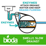 Bioda Professional Strength Enzyme Drain Cleaner, Septic Safe Drain Odor Eliminator, Smell Eliminator, 4 Pack