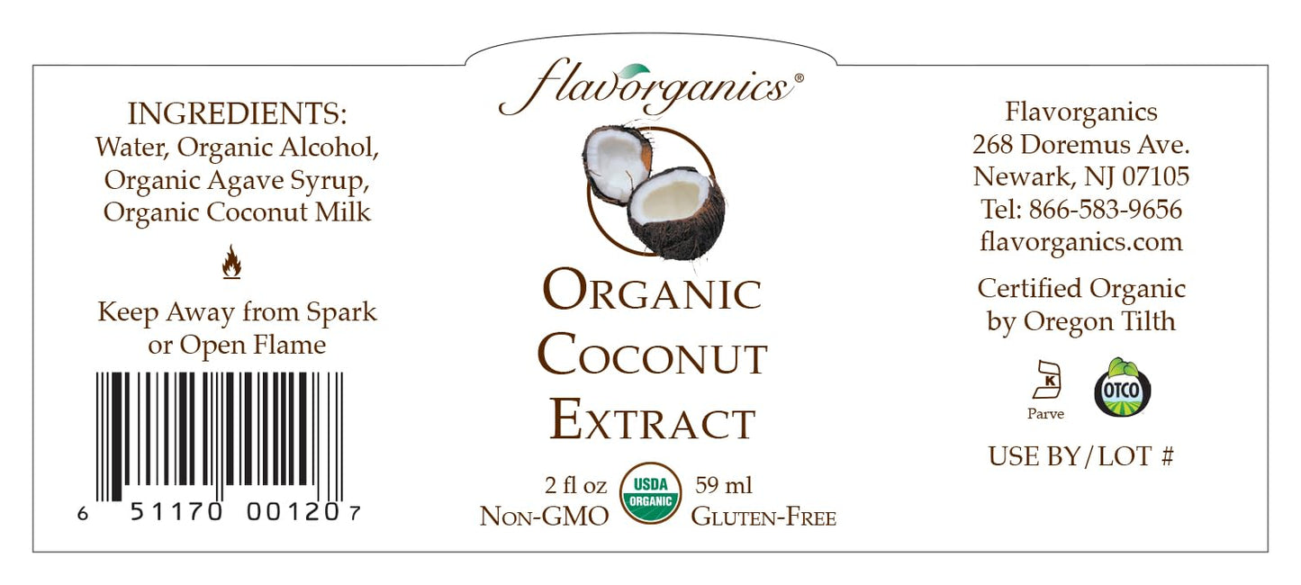 Flavorganics Organic Coconut Extract, 2 Ounce Bottle