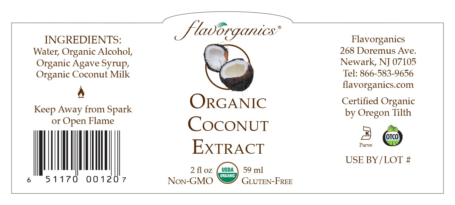 Flavorganics Organic Coconut Extract, 2 Ounce Bottle