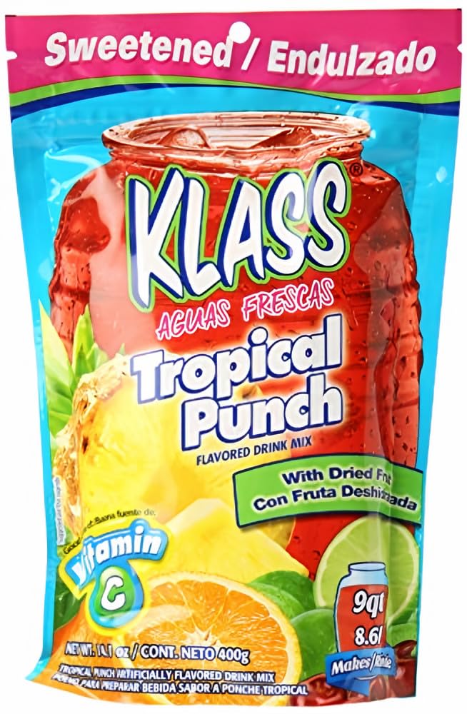 Klass Tropical Punch Flavored Drink Mix with Dried Fruit (Pack of 4)