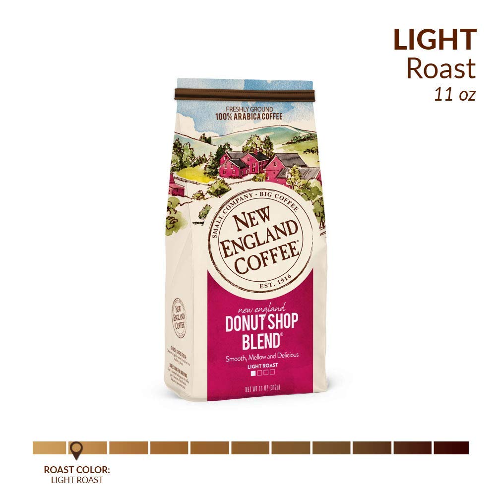 Light Roast Ground Coffee, New England Donut Shop Blend, Made of Premium Arabica Beans, Gluten Free and Certified Kosher, For a Smooth Mellow Coffee