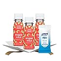 3x Proper Wild Shot Energy Strawberry Kiwi 2.5 FO Bundle with Hand Sanitizing Wipes - Clean Energy Shots with GreenTea Caffeine & L-Theanine for Focus