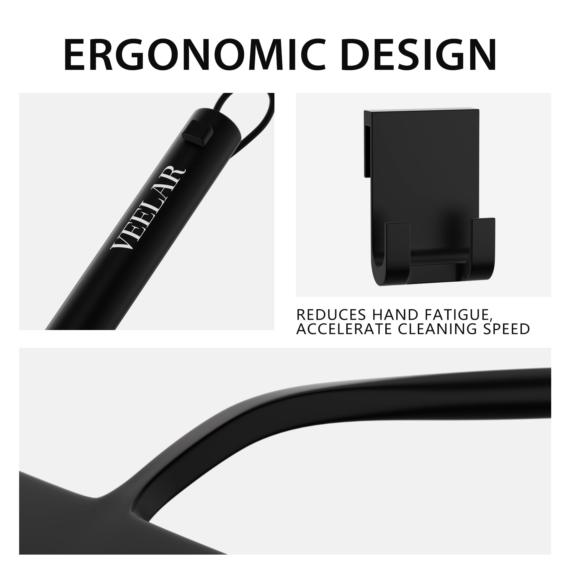 VEELAR Shower Squeegee for Shower Glass, Bathroom Glass Cleaning Tool with Hook Mount, Squeegee for Glass Doors, Window Cleaning, Tile Shower Walls