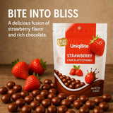 UNIQBITE Milk Chocolate Covered Strawberry Cubes, 4.4 oz (125g), Strawberry Dragee Candy, Resealable Bag