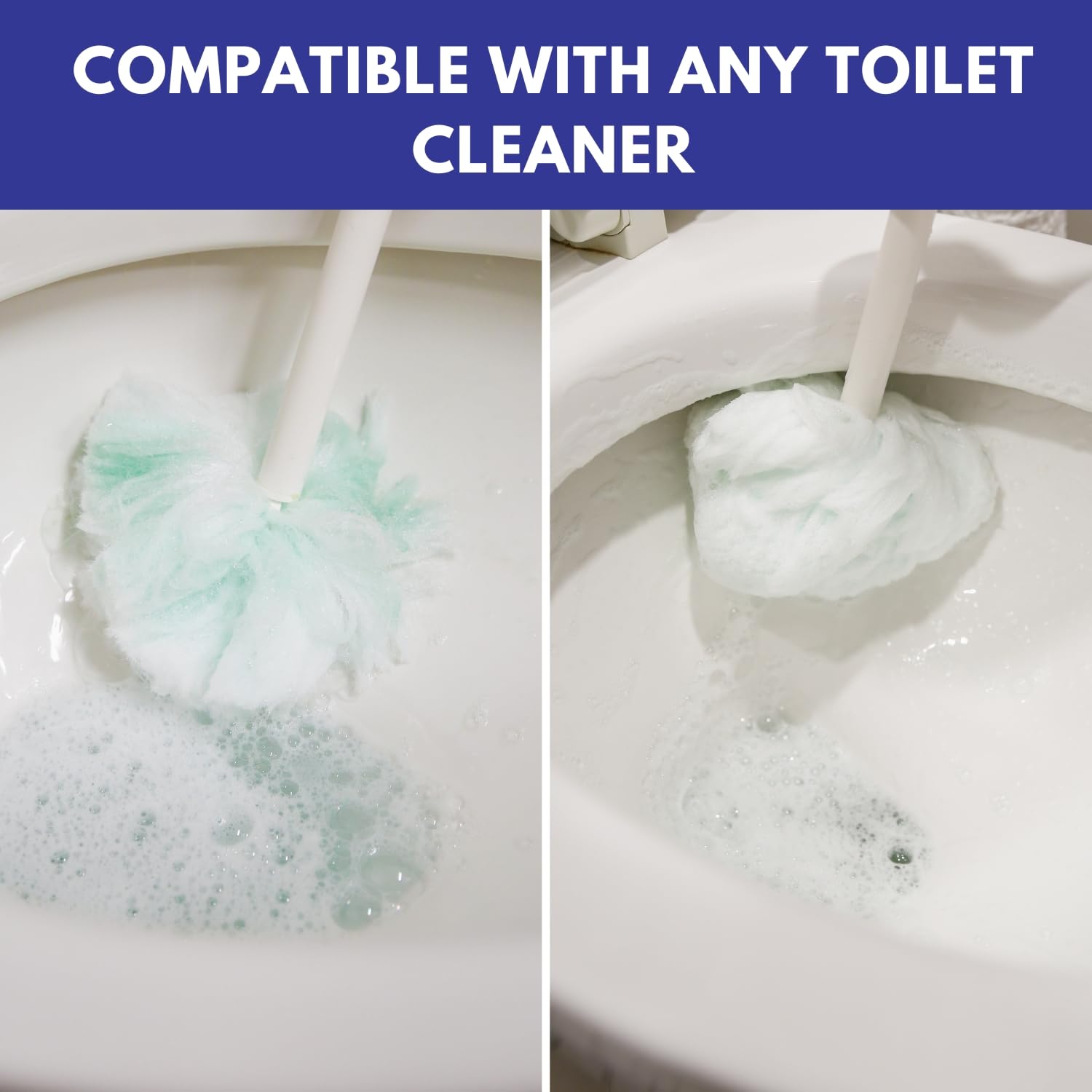Don Aslett Johnny Mop | Set of 2 Toilet Brushes | 14" Handle to Easily Clean Toilet or Shower | Scratch Free Bowl Swab | Safe to Use with Your