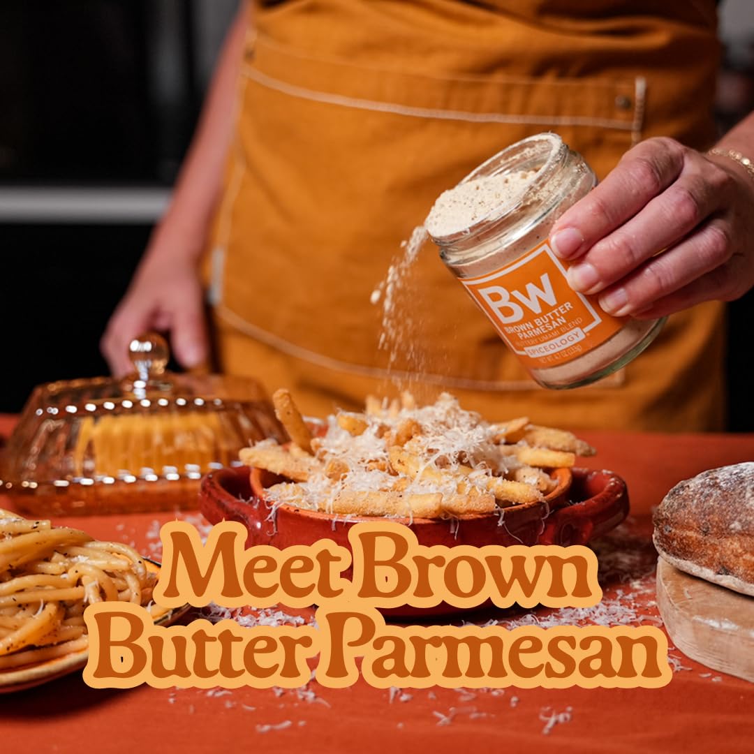 Spiceology - Brown Butter Parmesan Seasoning - Real Brown Butter, Parmesan & Lemon Peel - Chef-Crafted Umami Blend for Pasta, Fries, Veggies, Poultry