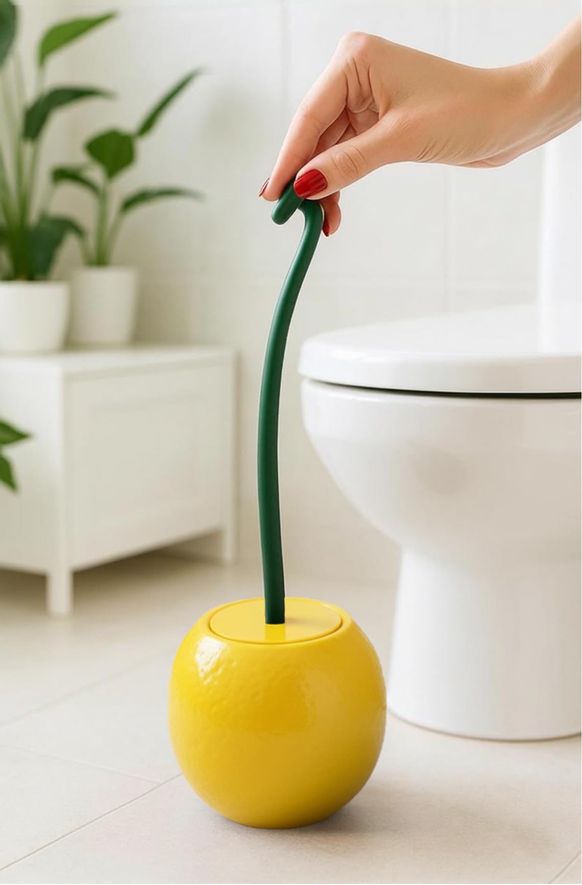 Deep & Sturdy Toilet Bowl Brush with Holder - Orange Bowl Brush - Durable Scrubbing - Toilet Cleaners - Household Essentials - Bathroom Cleaner