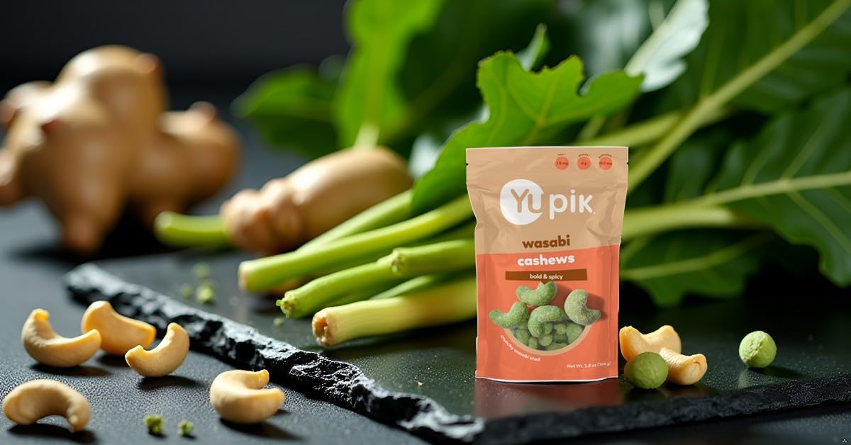 Yupik Wasabi Cashews, 5.8 Oz - Intense Spicy Snacks, Crunchy Wasabi Coated Nuts in a Flavored Shell, Gourmet Asian-Inspired Treat for Sushi Night