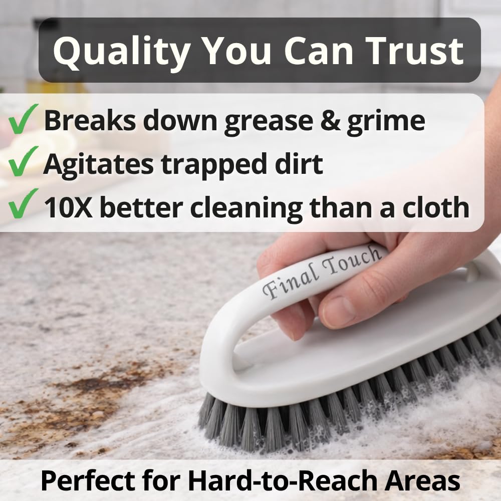 Scrub Brush, Soft-Medium Bristle Scrub Brush with Handle - All-Purpose Cleaning Brushes for Kitchen, Bathroom, Shower, Tile, Grout, Sink & Floor