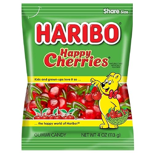 Haribo Gummi Candy, Happy-Cherries, 4 oz. Bag (Pack of 12)