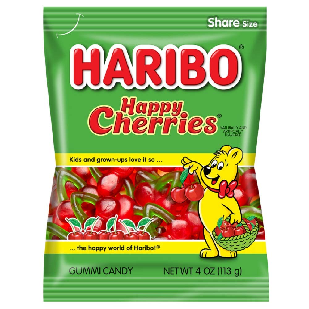 Haribo Gummi Candy, Happy-Cherries, 4 oz. Bag (Pack of 12)