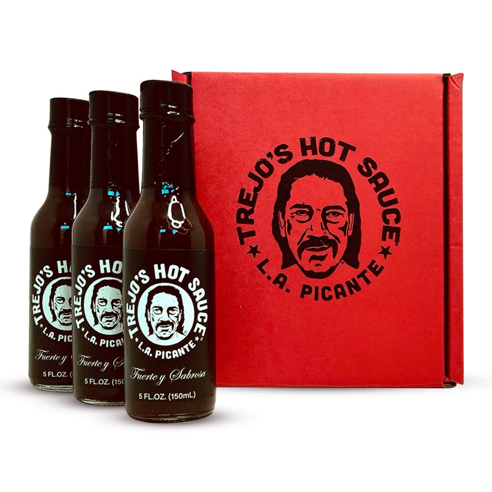 Trejo's Tacos All-Natural Hot Sauce - Medium Heat Blend of Peppers - Zero Calories - Non-GMO - Danny Trejo’s Famous Hot Sauce from Trejo's Tacos