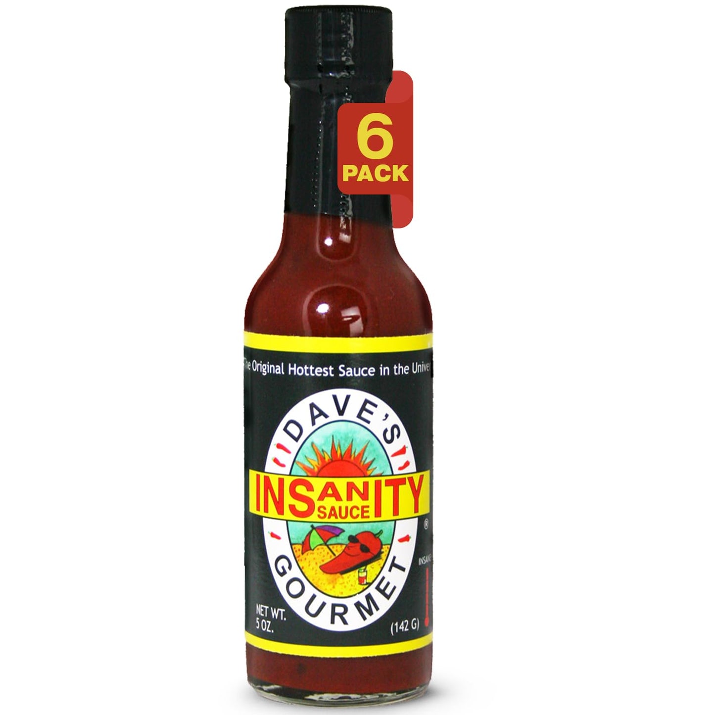 Dave's Gourmet Original Insanity Hot Sauce - As Seen on Hot Ones Season 1 - Hottest Hot Sauce for Burgers, Burritos, Stews - Hot Sauce Challenge