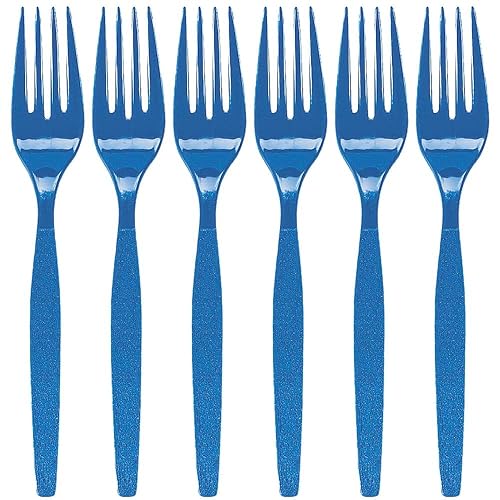Fun Express - Royal Blue Plastic Forks (50 Pc) - Party Supplies - Solid Tableware - Cutlery - 50 Pieces