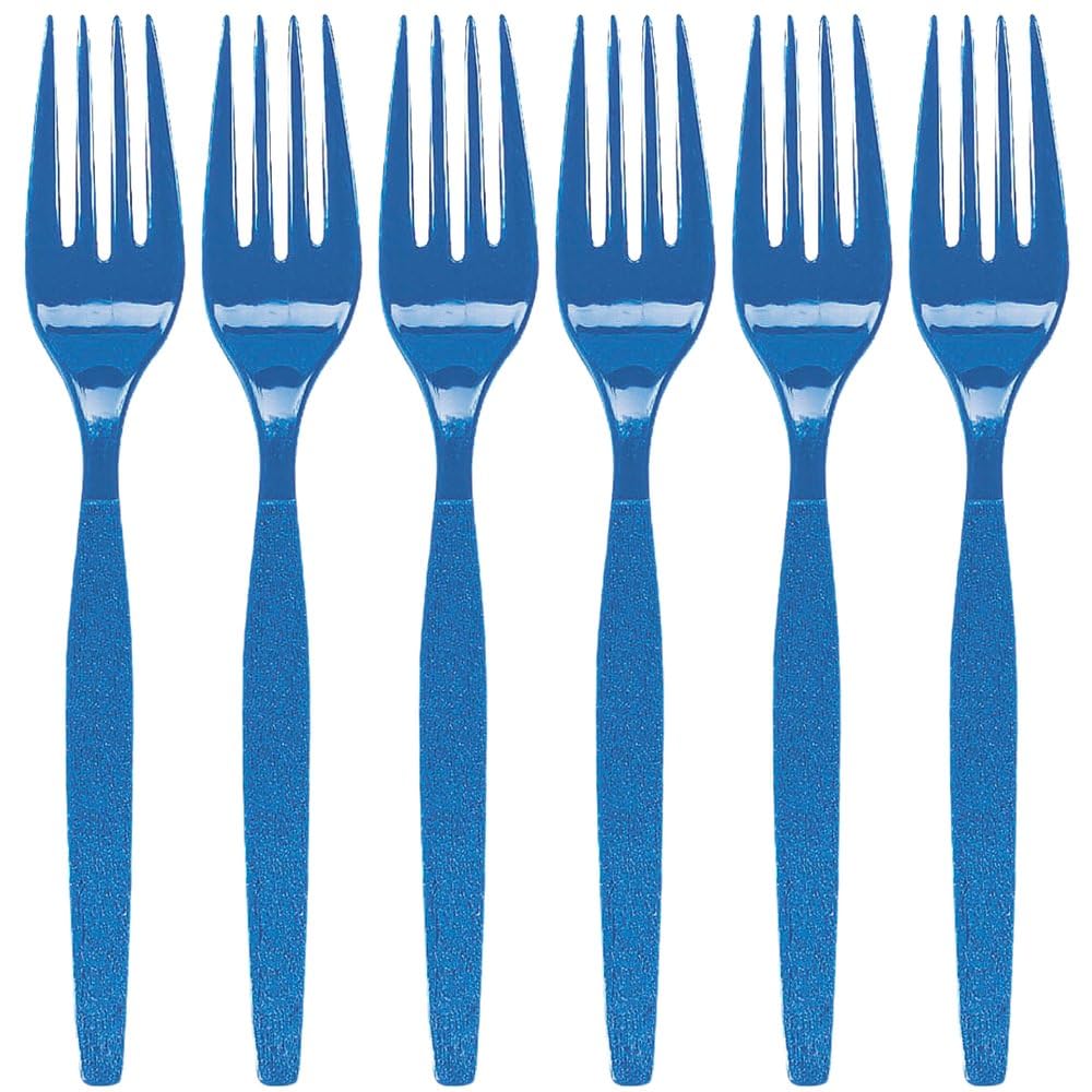 Fun Express - Royal Blue Plastic Forks (50 Pc) - Party Supplies - Solid Tableware - Cutlery - 50 Pieces