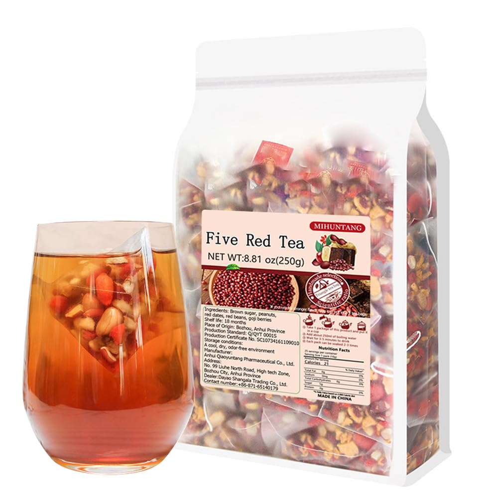 Wu Hong tea 8.81oz (10g×25packets) Five red Tea Brown sugar wolfberry red date peanut red bean Combination tea Bag blister Tea bag ???250g