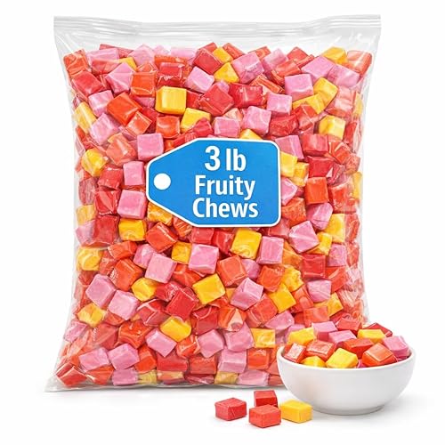 Fruity Chews - 3lb Bulk Individually-Wrapped Soft Chewy Candy for Parties, Bowls, Classrooms, Events