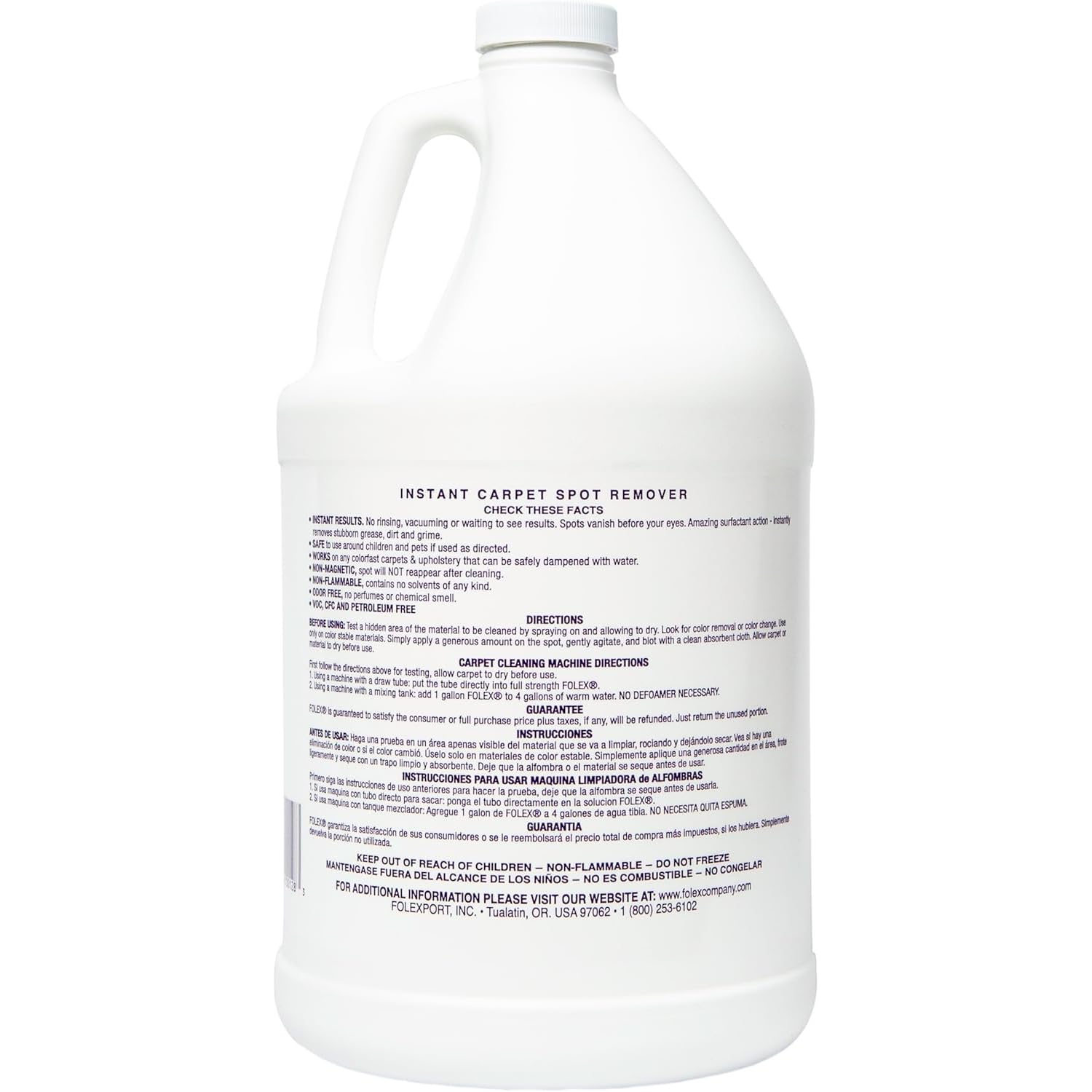 FOLEX 128 oz Instant Carpet Spot Remover Carpet Cleaner Gallon Refill - Removes Pet Accidents, Grease, Red Wine and More - 2 Pack