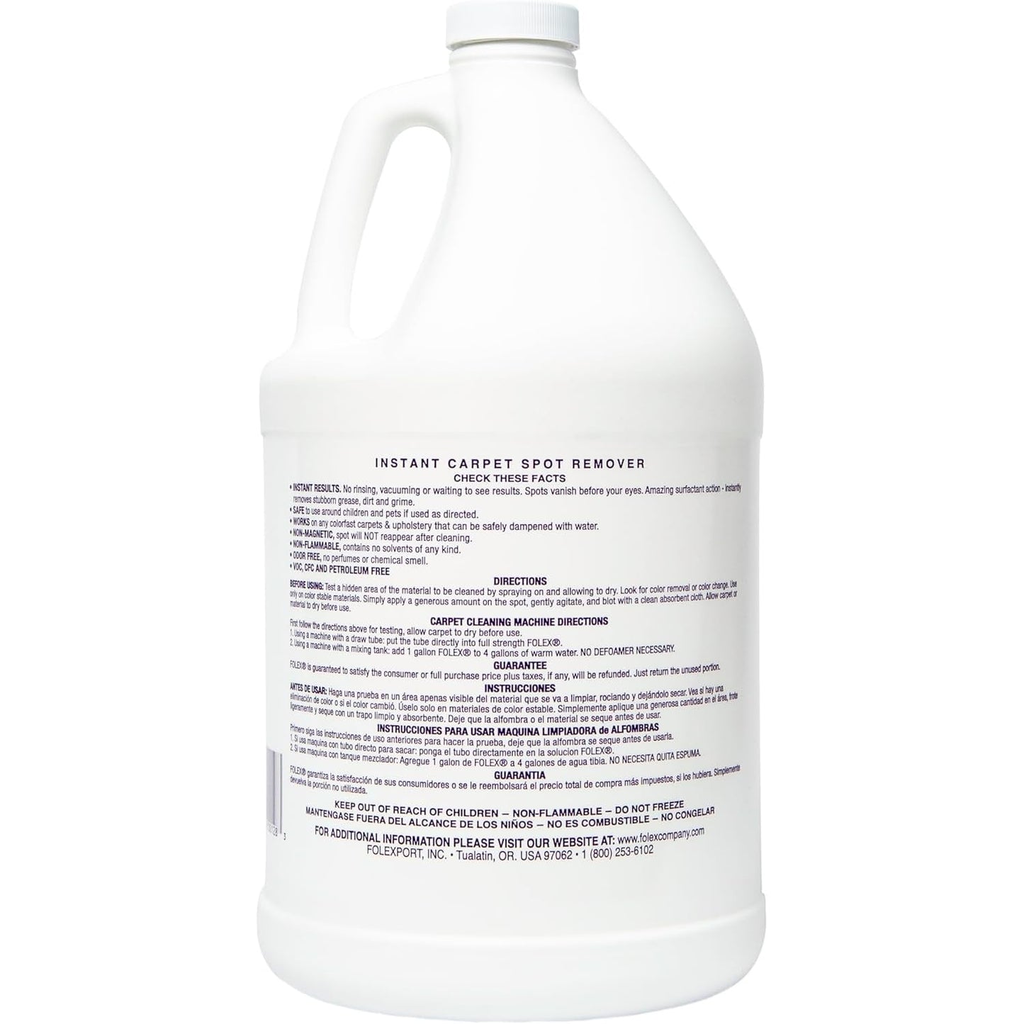 FOLEX Instant Carpet Spot Remover 128 oz - Powerful Stain Remover for Carpets, Upholstery & Rugs - Eliminates Pet Stains, Grease, Red Wine, Food