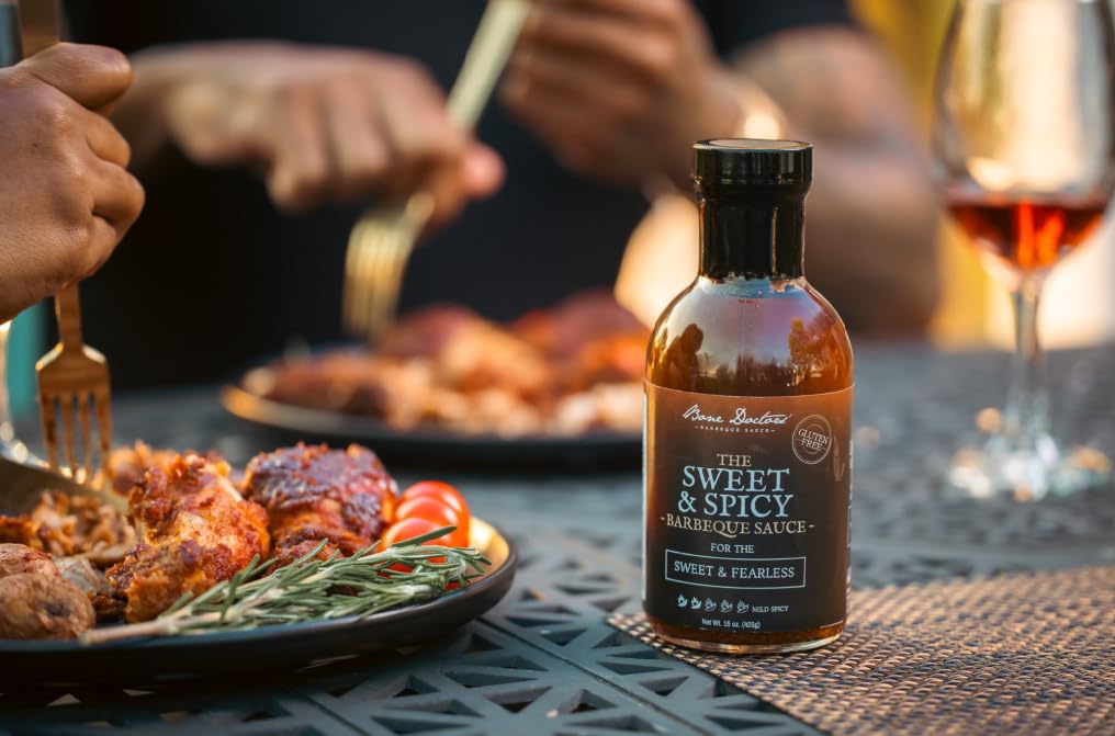 Bone Doctors' -Sweet & Spicy BBQ Sauce, 15oz - Award Winning Smokehouse Flavor - Gluten Free