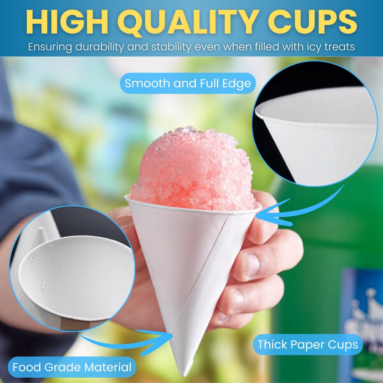 Smygoods Disposable White Paper Cone Cups (Pack of 200-4.5 oz) Eco-Friendly, Leak-Proof, Ideal for Events, Water Coolers, Quick Hydration & Efficient