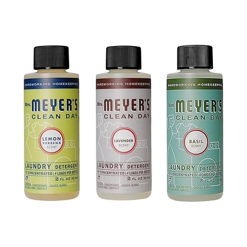 Mrs. Meyer’s Clean Day 4x Concentrated Laundry Detergent Variety Pack, Basil + Lavender + Lemon Verbena, 2 FL OZ each