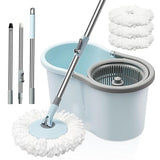Spin Mop and Bucket with Wringer Set, 360° Spinning Mop Bucket System with 3 Microfiber Mop Replacement Heads and 50" Stainless Steel Adjustable
